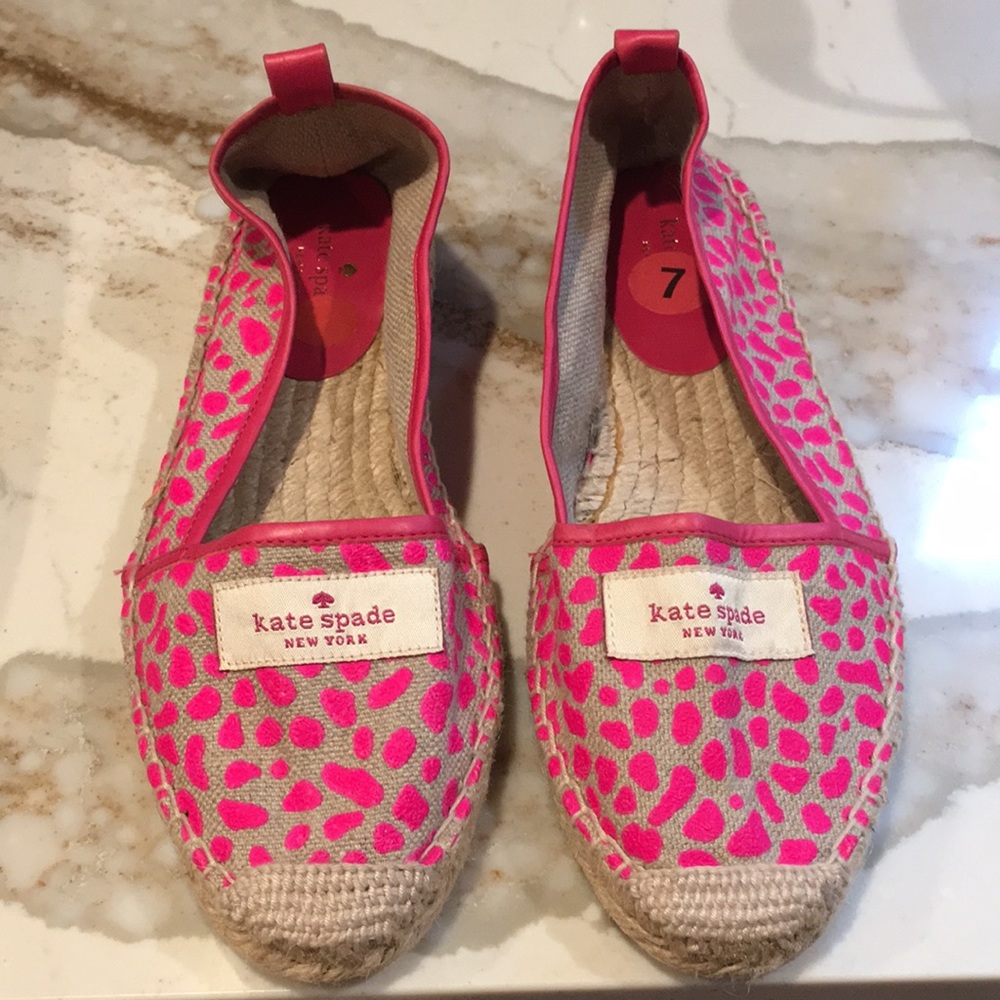 Kate Spade Slip On Espadrilles Sz 7 Cheetah Pink